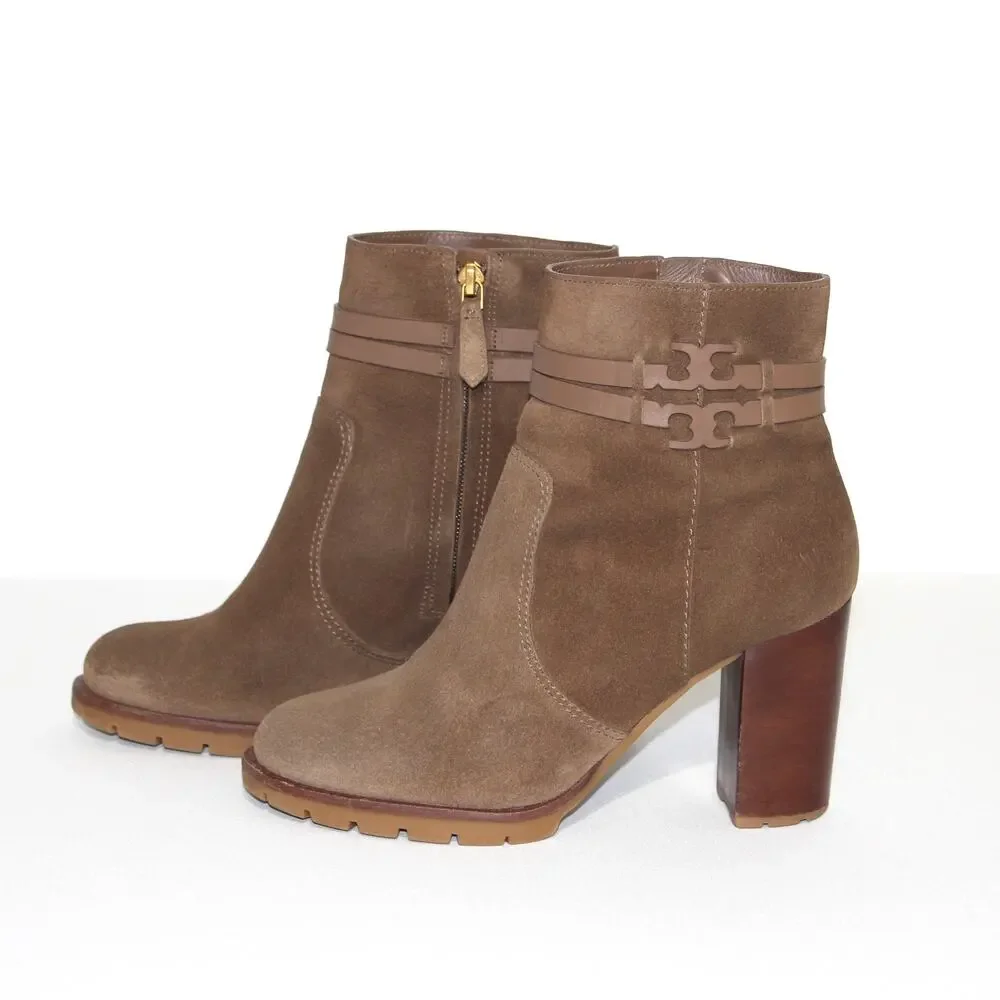 Tory Burch Leigh Lug Sole Booties In River Rock/ River Rock Size 8
